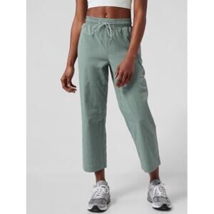 Athleta Trekkie Straight Crop Pants Ripstop Blue Green 8